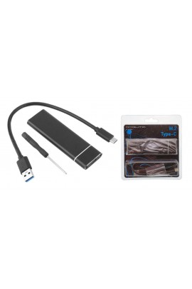 Внешний корпус HDD M2 NGFF B key Орбита OT-PCD06 USB 3.1 - Type-C металлический, размер 10х3, 1 см, в комплекте кабель и отвёртка, черный
