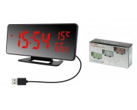 Часы сетевые VST 888Y-1 красные цифры, зеркальный дисплей, без блока питания, температура, влажность