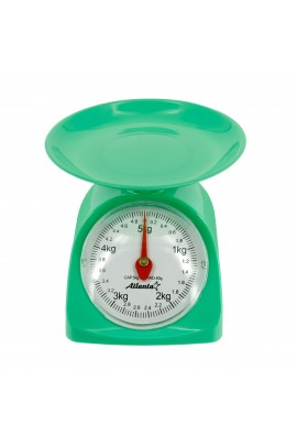 Весы кухонные Atlanta ATH-6182 механические, цена деления 10 г. max 5 кг. функция обнуления, можно использовать любую чашу, зеленый
