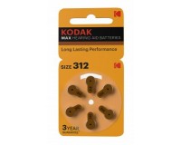 Батарейка. Kodak ZA312 BL 6 PR312/PR41 MAX Hearing Aid (для слуховых аппаратов)